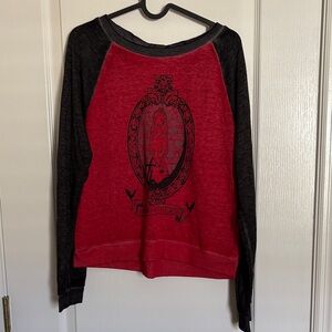 Disney Parks Haunted Mansion Bride Red and Black Crew Neck Sweater